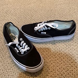 Vans off the wall black tennis shoe canvas sneakers womens 8.5 mens 7 nice